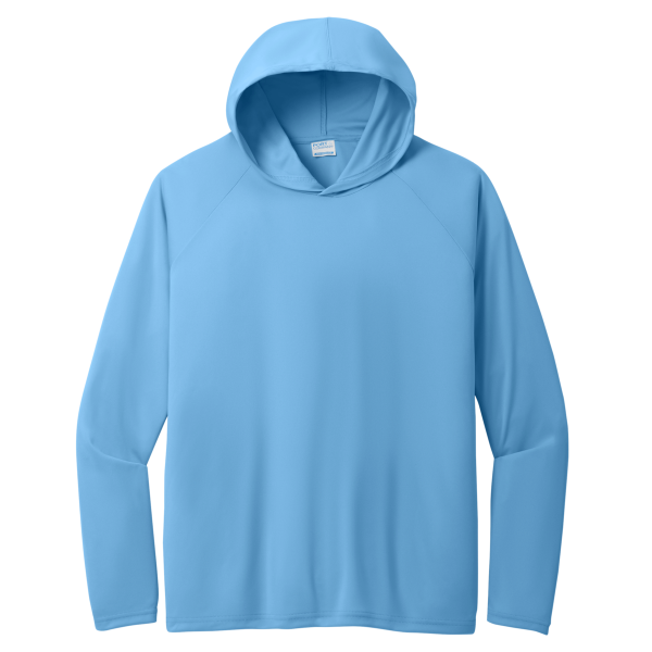 Port & Co Performance Pullover Hooded Tee, Carolina Blue, Front view