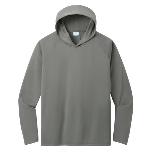 Port & Co Performance Pullover Hooded Tee, Charcoal, Front view