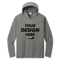 Port & Co Performance Pullover Hooded Tee, Charcoal, Front view, Mockup