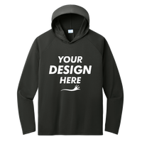 Port & Co Performance Pullover Hooded Tee, Jet Black, Front view, Mockup