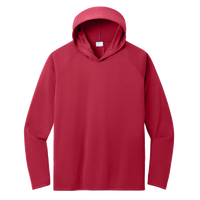 Port & Co Performance Pullover Hooded Tee, Red, Front view
