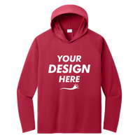 Port & Co Performance Pullover Hooded Tee, Red, Front view, Mockup