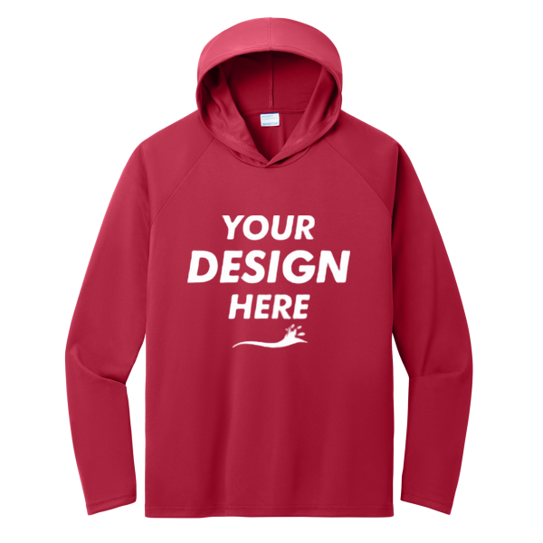 Port & Co Performance Pullover Hooded Tee, Red, Front view, Mockup