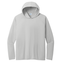 Port & Co Performance Pullover Hooded Tee, Silver, Front view