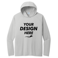 Port & Co Performance Pullover Hooded Tee, Silver, Front view, Mockup