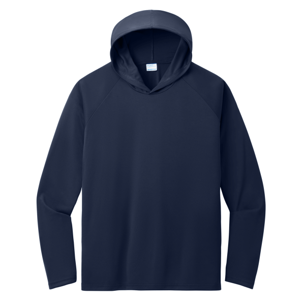 Port & Co Performance Pullover Hooded Tee, True Navy, Front view