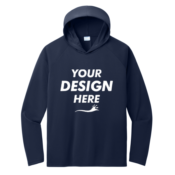Port & Co Performance Pullover Hooded Tee, True Navy, Front view, Mockup