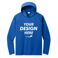 Port & Co Performance Pullover Hooded Tee, True Royal, Front view, Mockup