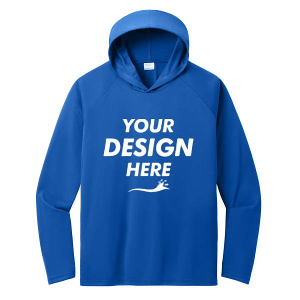 Port & Co Performance Pullover Hooded Tee, True Royal, Front view, Mockup