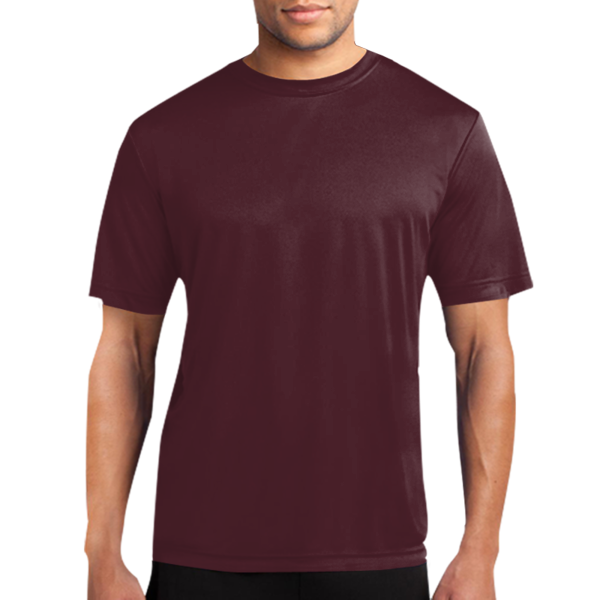 Port & Co Performance Tee, Athletic Maroon, Front view
