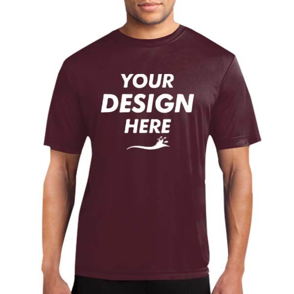 Port & Co Performance Tee, Athletic Maroon, Front view, Mockup