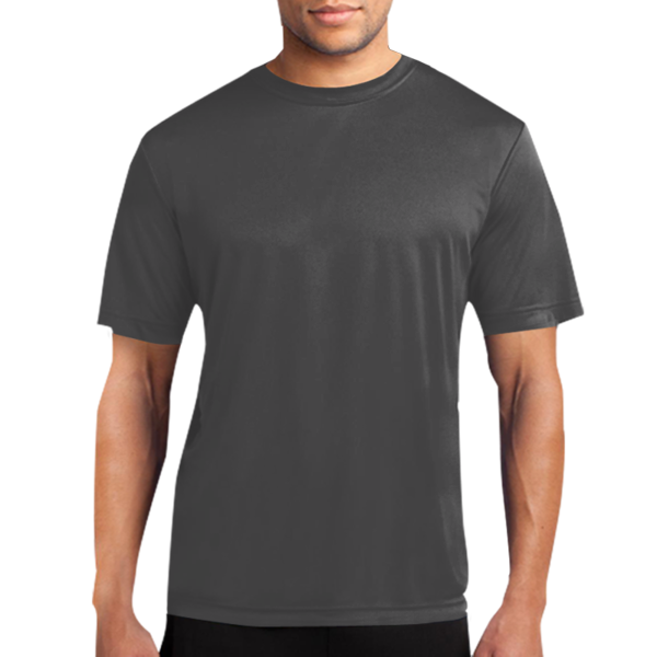 Port & Co Performance Tee, Charcoal, Front view