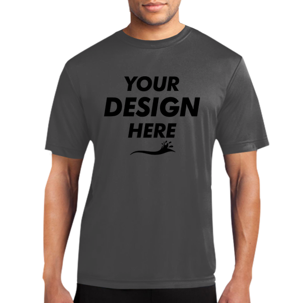 Port & Co Performance Tee, Charcoal, Front view, Mockup