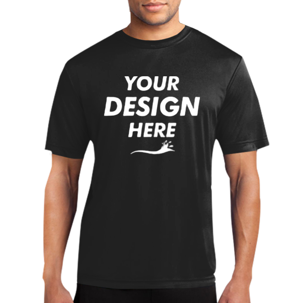 Port & Co Performance Tee, Jet Black, Front view, Mockup