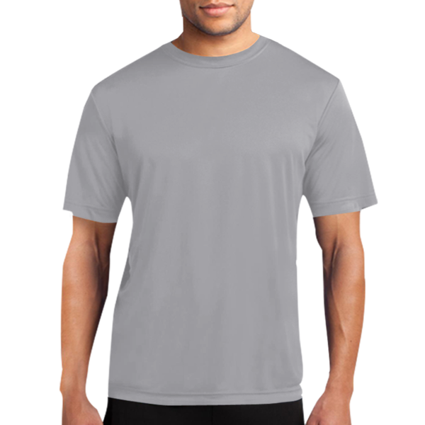 Port & Co Performance Tee, Silver, Front view