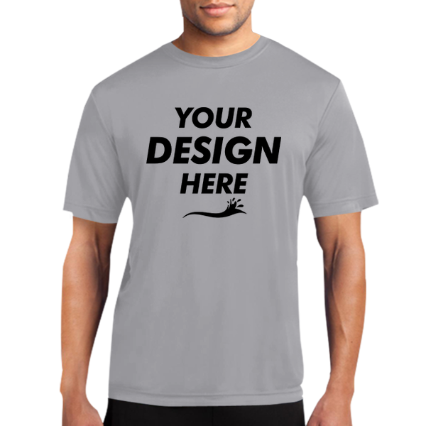 Port & Co Performance Tee, Silver, Front view, Mockup