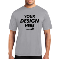 Port & Co Performance Tee, Silver, Front view, Mockup