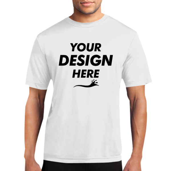 Port & Co Performance Tee, White, Front view, Mockup