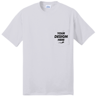 Port & Co Tall Core Blend Pocket Tee, Ash, Front view, Mockup