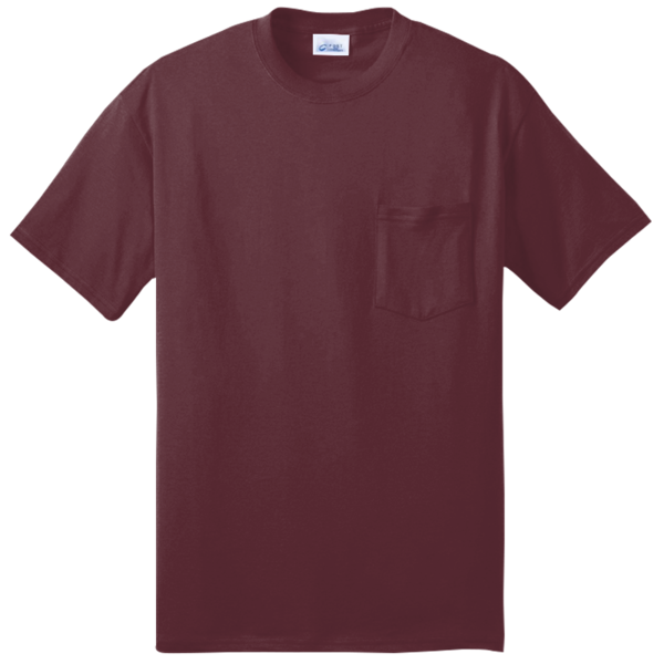 Port & Co Tall Core Blend Pocket Tee, Athletic Maroon, Front view