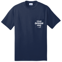 Port & Co Tall Core Blend Pocket Tee, Navy, Front view, Mockup