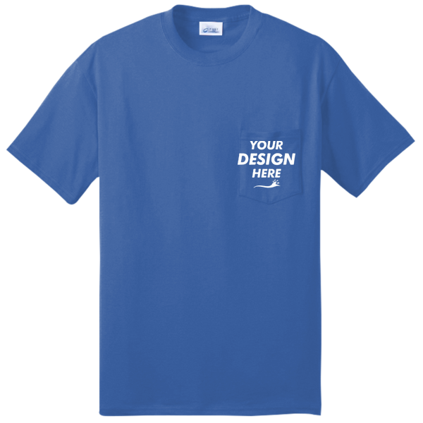 Port & Co Tall Core Blend Pocket Tee, Royal, Front view, Mockup