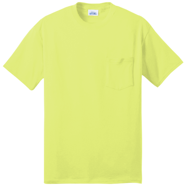 Port & Co Tall Core Blend Pocket Tee, Safety Green, Front view