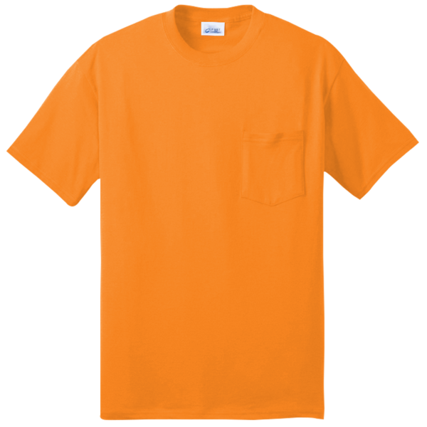 Port & Co Tall Core Blend Pocket Tee, Safety Orange, Front view