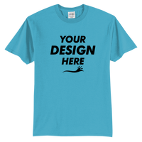 Port & Co Tall Core Blend Tee, Aquatic Blue, Front view, Mockup