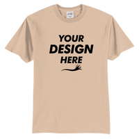 Port & Co Tall Core Blend Tee, Desert Sand, Front view, Mockup