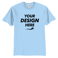 Port & Co Tall Core Blend Tee, Light Blue, Front view, Mockup
