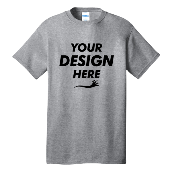 Port & Co Tall Core Cotton Tee, Athletic Heather, Front view, Mockup