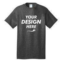 Port & Co Tall Core Cotton Tee, Dark Heather Grey, Front view, Mockup