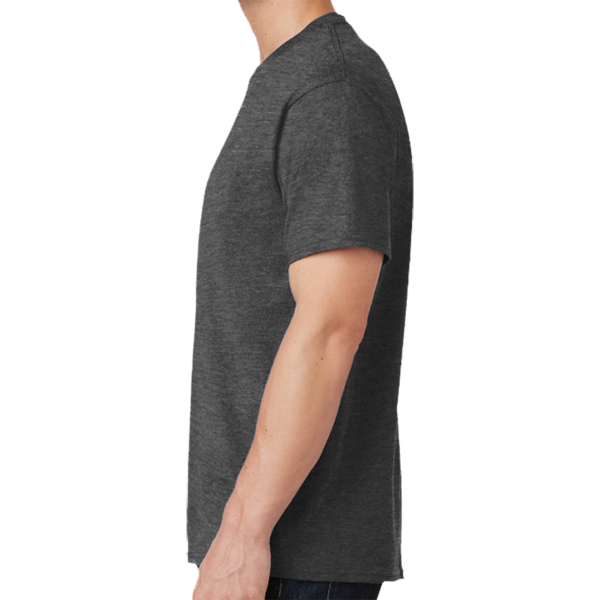 Port & Co Tall Core Cotton Tee, Dark Heather Grey, Left Sleeve view