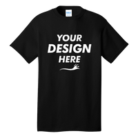 Port & Co Tall Core Cotton Tee, Jet Black, Front view, Mockup