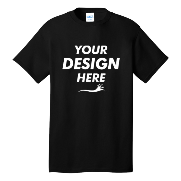 Port & Co Tall Core Cotton Tee, Jet Black, Front view, Mockup