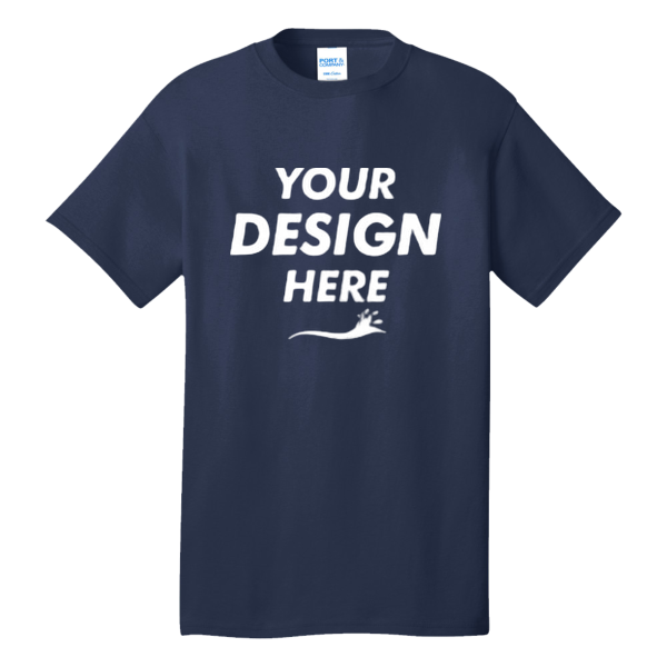 Port & Co Tall Core Cotton Tee, Navy, Front view, Mockup