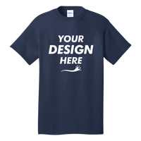 Port & Co Tall Core Cotton Tee, Navy, Front view, Mockup