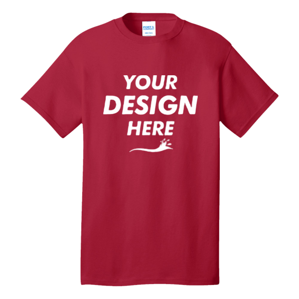 Port & Co Tall Core Cotton Tee, Red, Front view, Mockup