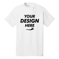 Port & Co Tall Core Cotton Tee, White, Front view, Mockup