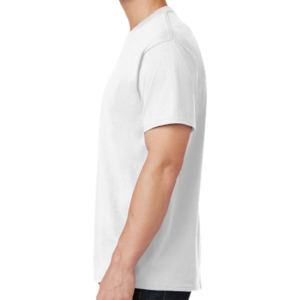 Port & Co Tall Core Cotton Tee, White, Left Sleeve view