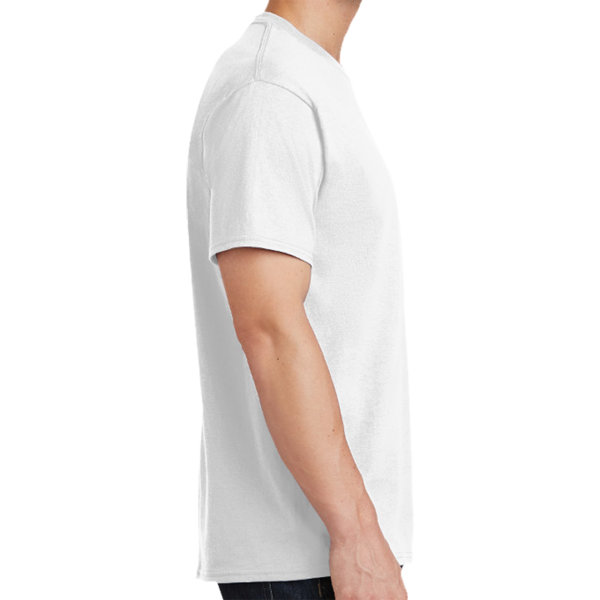 Port & Co Tall Core Cotton Tee, White, Right Sleeve view