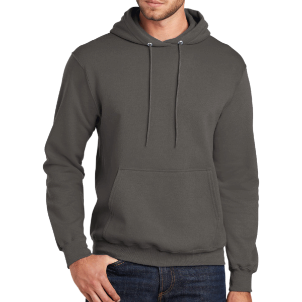 Port & Co Tall Core Fleece Pullover Hooded Sweatshirt, Charcoal, Front view