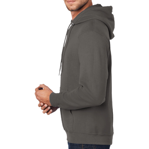 Port & Co Tall Core Fleece Pullover Hooded Sweatshirt, Charcoal, Left Sleeve view