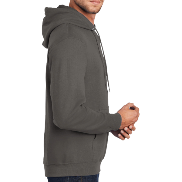 Port & Co Tall Core Fleece Pullover Hooded Sweatshirt, Charcoal, Right Sleeve view