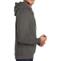 Port & Co Tall Core Fleece Pullover Hooded Sweatshirt, Charcoal, Right Sleeve view