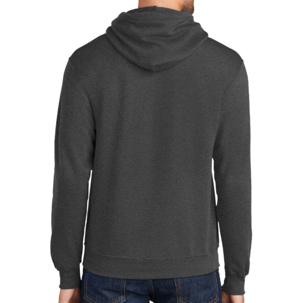 Port & Co Tall Core Fleece Pullover Hooded Sweatshirt, Dark Heather Grey, Back view