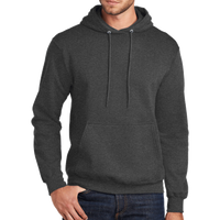 Port & Co Tall Core Fleece Pullover Hooded Sweatshirt, Dark Heather Grey, Front view