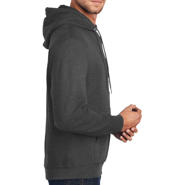 Port & Co Tall Core Fleece Pullover Hooded Sweatshirt, Dark Heather Grey, Right Sleeve view