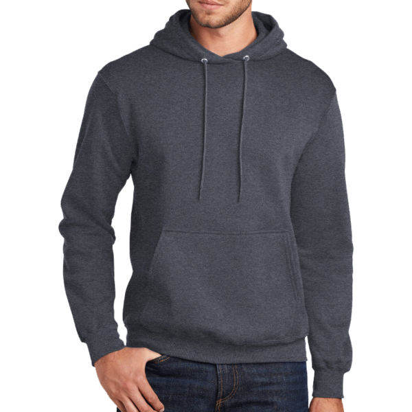 Port & Co Tall Core Fleece Pullover Hooded Sweatshirt, Heather Navy, Front view
